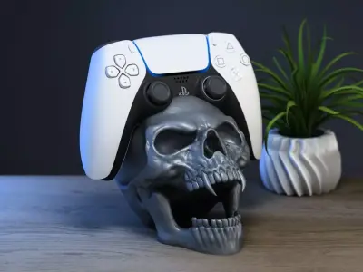 Ps5 controller stand  scream wild Skull ps5controller holder 3D print model