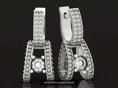 set luxury earrings and ring breguet with gemstones 3D Model Pack