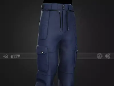 Blue Snowboard Pants Style 2 Low-poly 3D model