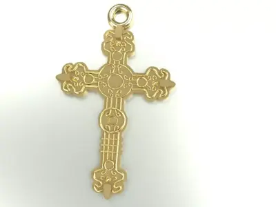 Ornamental Cross Pendant Gold Silver Platinum Luxury Jewelry 3D print model