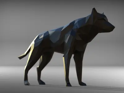 wolf low poly printable Low-poly 3D model