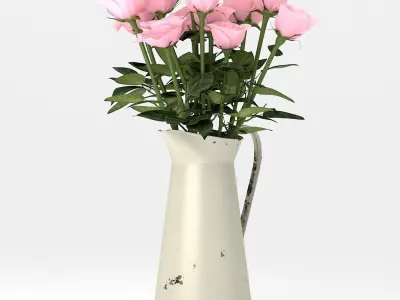 Pink roses in pither 3D model