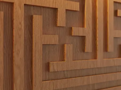 Decorative Wooden Wall Model 7 Low-poly 3D model