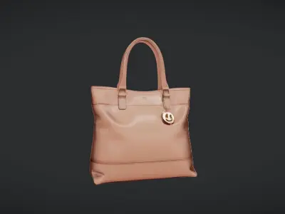 Luxury handbag with logo charm 3D model