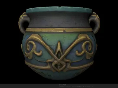 Stylized Ancient Cauldron 3D Model - AI Low-poly 3D model