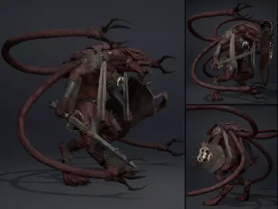 Mist Swordman Tentacle Low-poly 3D model