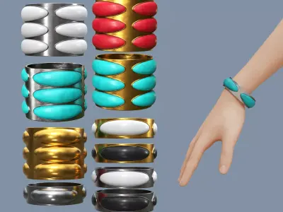 Forged bracelets with stones Low-poly 3D model