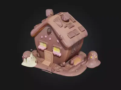 Chocolate Ghost House  A Sweet and Spooky Delight 3D model