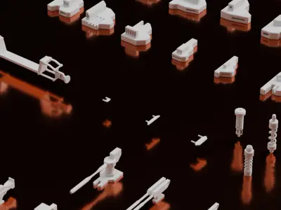 114 Mesh Sci Fi Vehicle Kitbash Set II 3D model