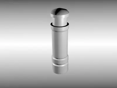 Bollard metal pole with stripes 3D model