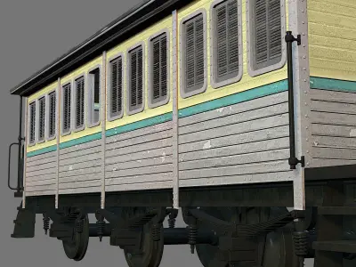 Old train passengers car 3D model