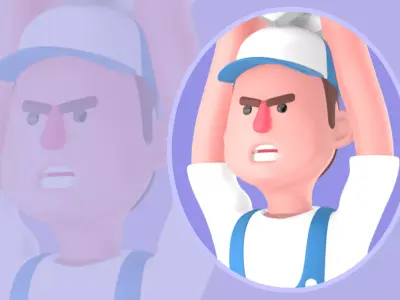 Stylized 3D Angry Mechanic Character - Cartoon Spark Plug 3D model