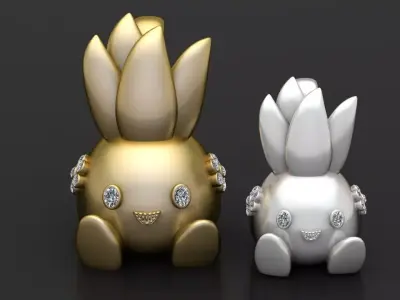 bunny pendant 3D printable model  3D print model