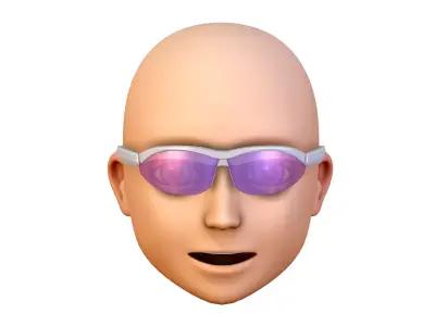 Sport Glasses for Young Man Boy Bald Head Icon 3D model