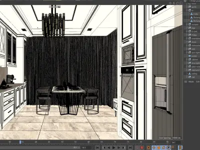 Kitchen Interior Scene 3D model buy