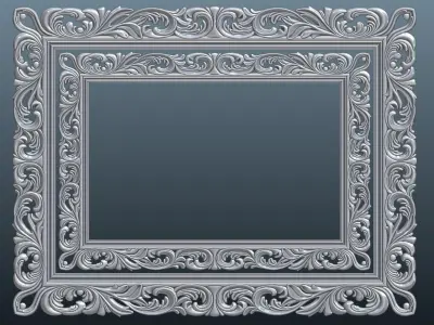 Carved frame mirror rg01 Low-poly 3D model