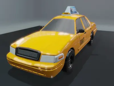 Lowpoly taxi cab Low-poly 3D model
