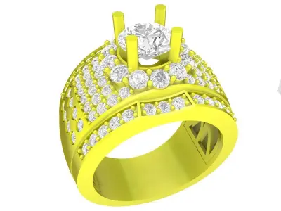 A7690 Luxury Korean Style Diamond Men Ring 3D Print 3D print model