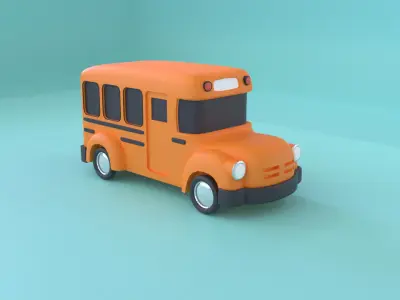Colorful 3D Kids Bus Model - Playful and Game Ready Low-poly 3D model