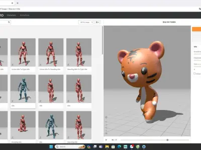 Tiger low poly animated v001 Low-poly 3D model