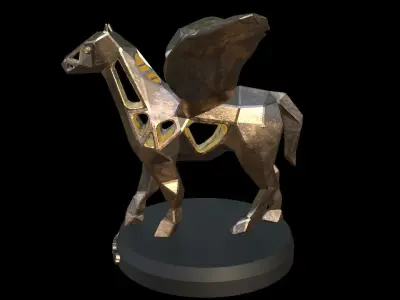 Steampunk Pegasus Pose Low-poly 3D model
