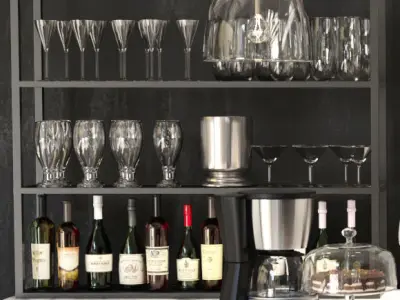 Restaurant coffee bar with marble counter tops 3D model