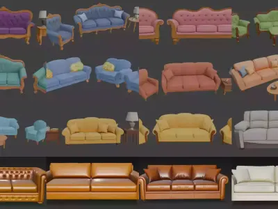 42 sofa sets 3D Model Collection
