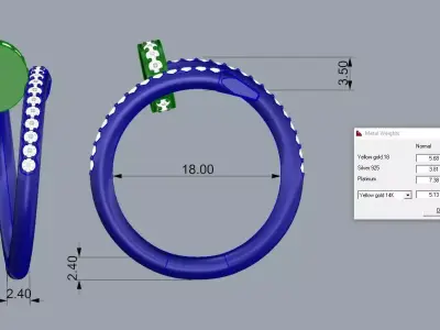 Jewelry Nail Gold Ring 3D print model