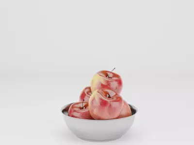 apple in bowl  Low-poly 3D model