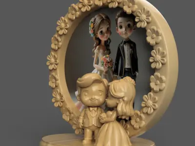Wedding Couple 3D Photo Frame  Romantic STL for Printing 3D print model