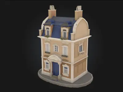 Parisian Townhouse Elegant Residential Building Model Free 3D model