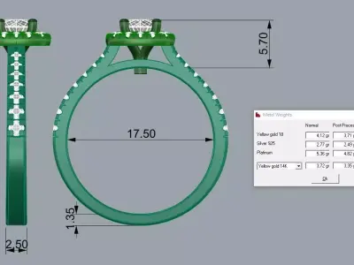 Jewelry Diamond Ring Gold Brand 3D print model