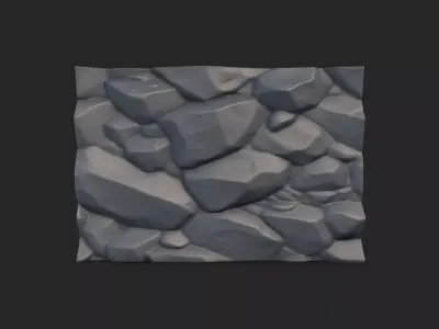 Distressed Stone Wall Asset 3D model