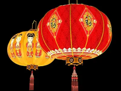 Chinese red lantern  3D model 6