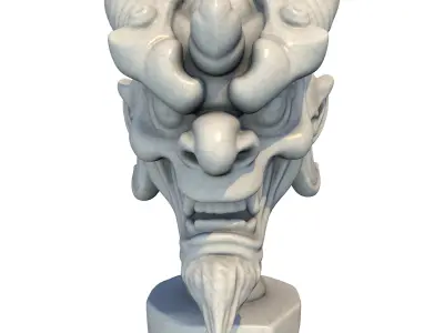 6 Models - Japanese Oni Creature Head Bust Sculpture 3D Model Collection