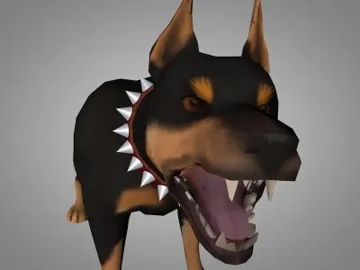 Doberman pinscher Low-poly 3D model
