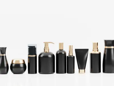 Cosmetic Bottle And Tube Set 3D model Collection Low-poly 3D model