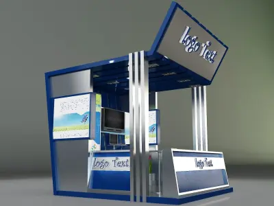 Kiosk Partition Booth a127 3D model