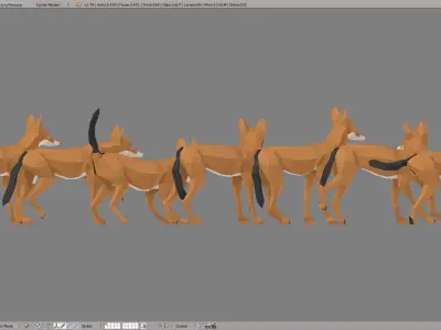 Dhole orange fox Low-poly 3D model