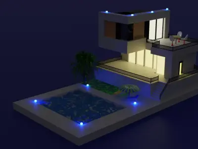 Luxury House Low-poly 3D model