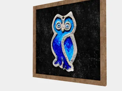 owl relief painting Low-poly 3D model