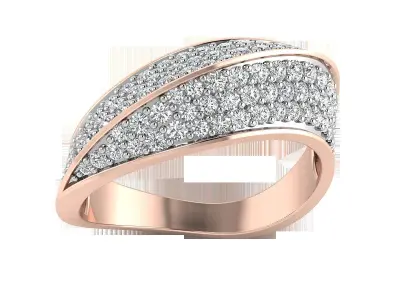 Light Weight Rose Gold Diamond Ring  -EZ R-143 3D print model