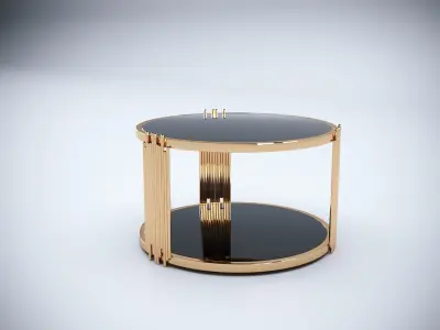  3D Brass and Glass Modern Coffee Table  3D model