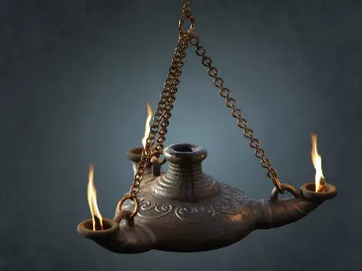 Ancient Oil Lamp Low-poly 3D model