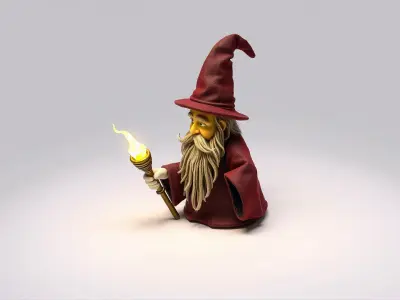 Wizard Character with Magic Staff model pack Low-poly 3D model