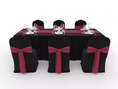 Banquet Table and Chair 120 3D model