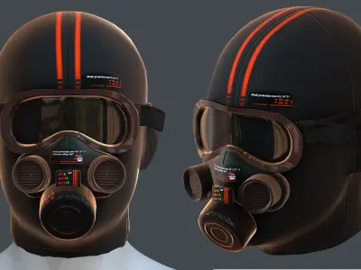 Gas mask helmet 3d model scifi Low-poly  Low-poly 3D model