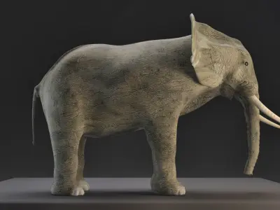 Elephant  Mom and Child Low-poly 3D model