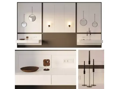 Headboard 5 bathroom with mirrors on wall 3D model