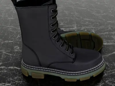 GREYDER 3D BOOTS - LEATHER - BLACK - HIGH Low-poly 3D model